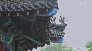 中式建筑屋檐<strong>雨滴</strong>雨水雨景